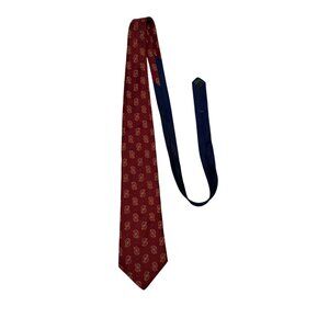 Tommy Hilfiger Silk Necktie Red Paisley Classic Designer Tie Made in Korea